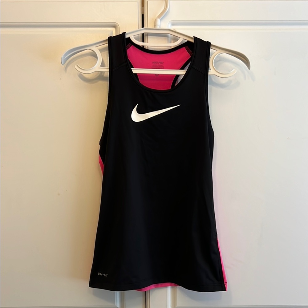 Nike Black and Pink Fitted Tank Top